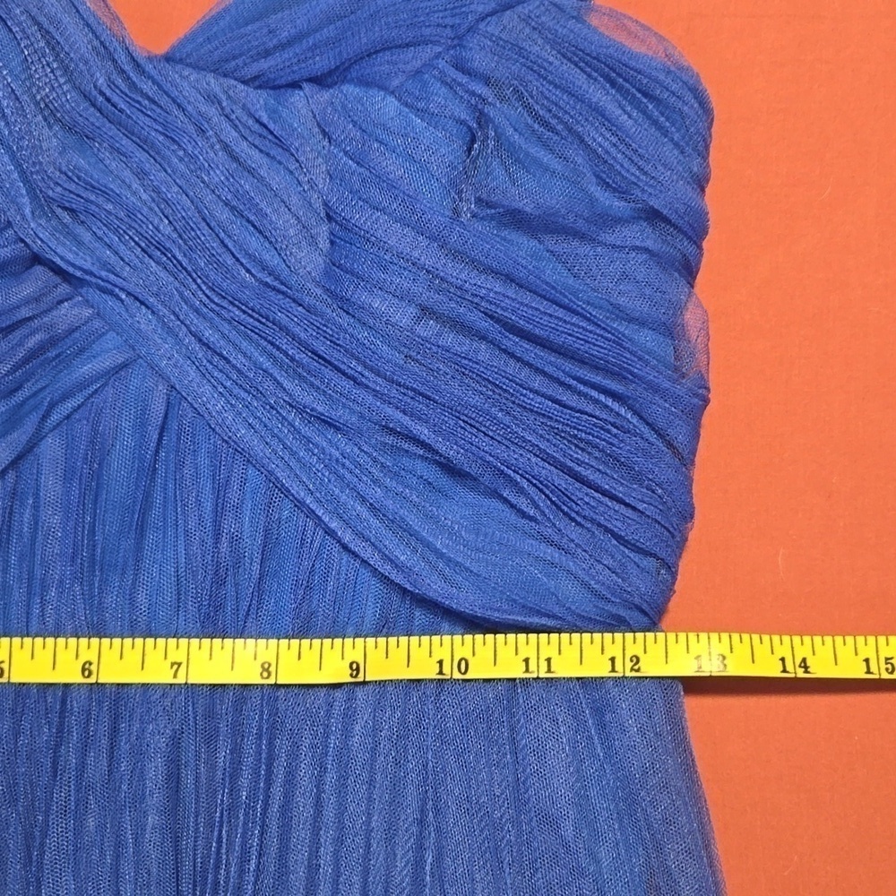 ASOS DESIGN-off shoulder tulle midi dress with tie back/ pleated skirt-Size 0 - Picture 16 of 16